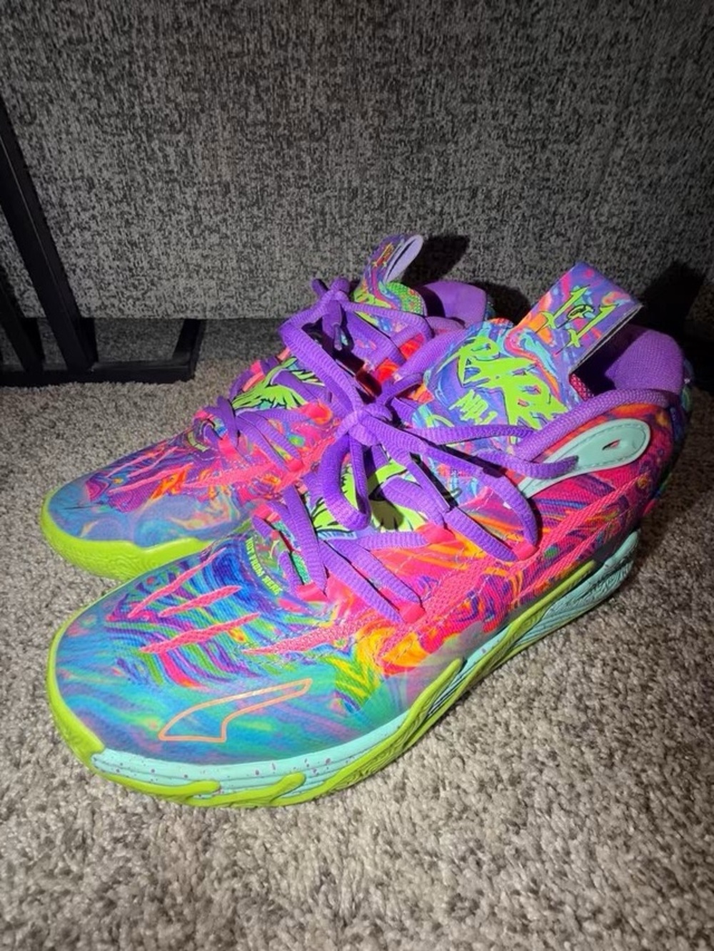 Puma Lamelo MB.01s Men’s Multicolor Basketball Shoes with Purple Laces